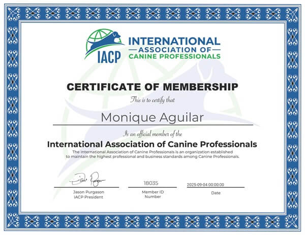 Monique Aguilar Certificate